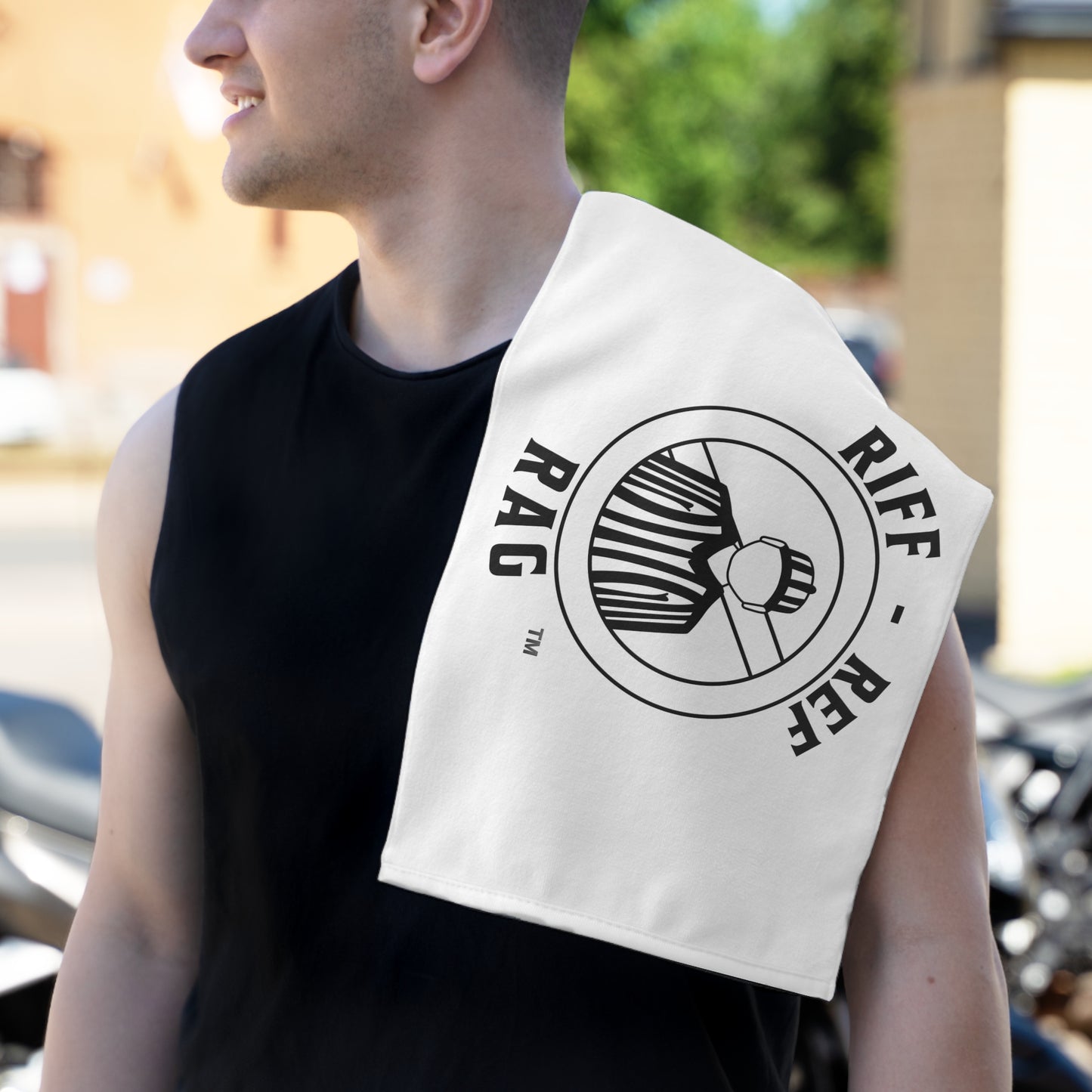 Riff-Ref Rag Rally Towel shoulder view